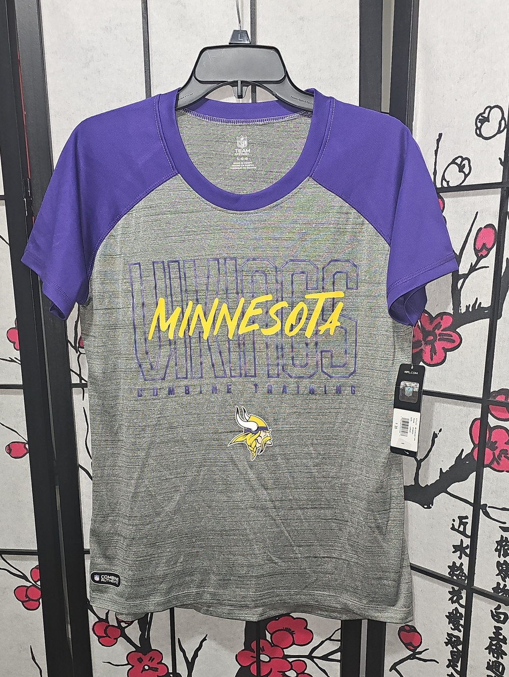 NFL Minnesota Vikings Gray & Purple Short-Sleeve Tee Large New